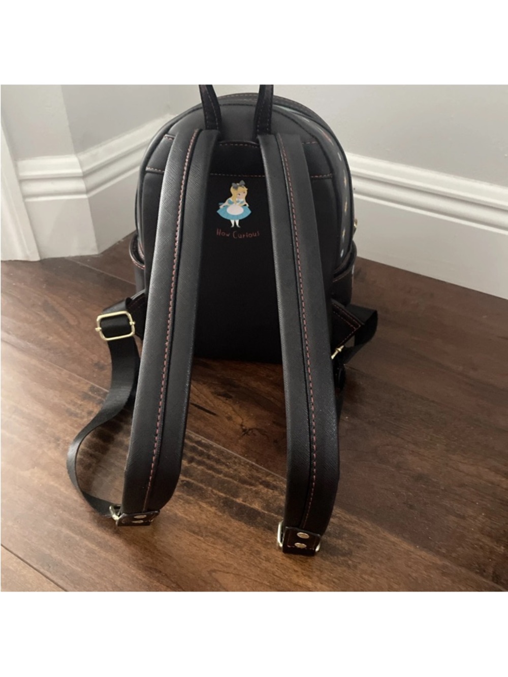 Loungefly Alice in Wonderland Black Floral Mini Backpack Disney - Picture 5 of 15